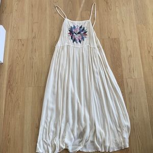 Urban Outfitters Linen Quilt Cream Maxi Dress
